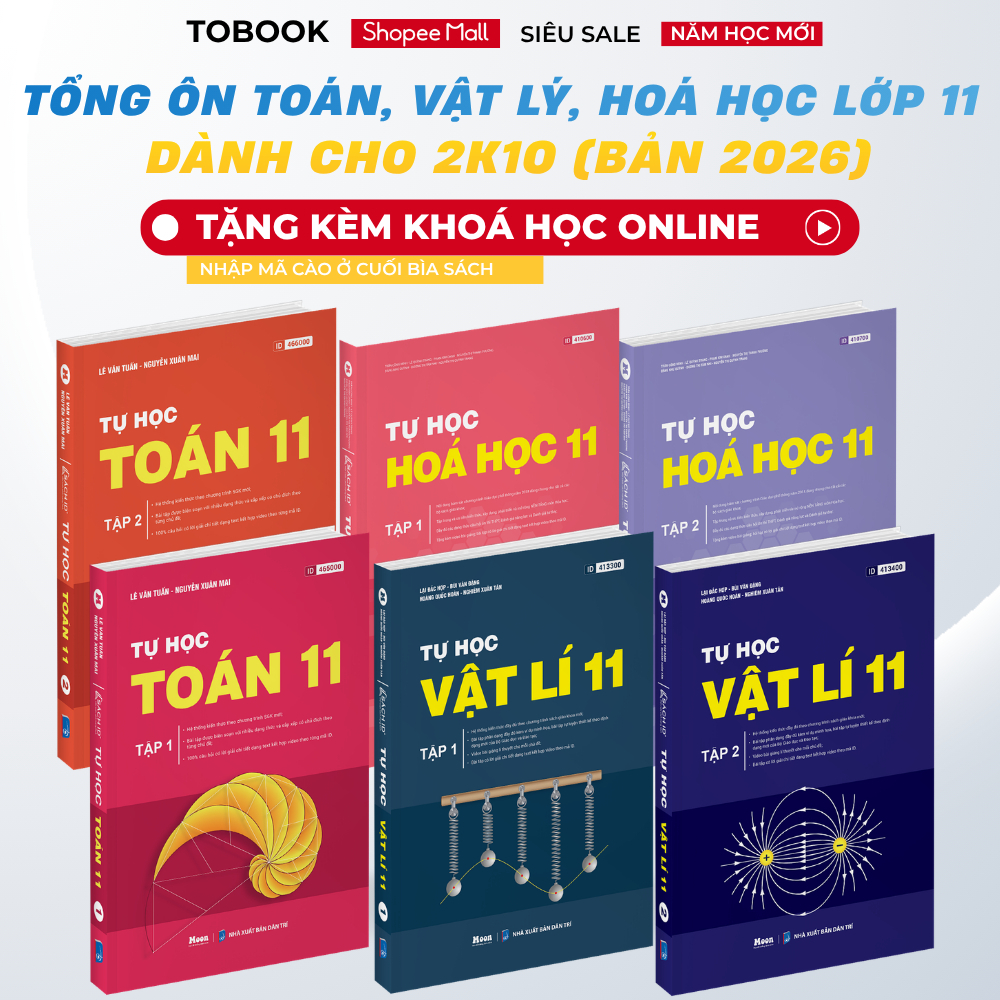 Sách - Tự Học Toán, Vật Lý, Hoá Học Lớp 11 Moonbook Dành Cho Học Sinh Lớp 10 Lên Lớp 11