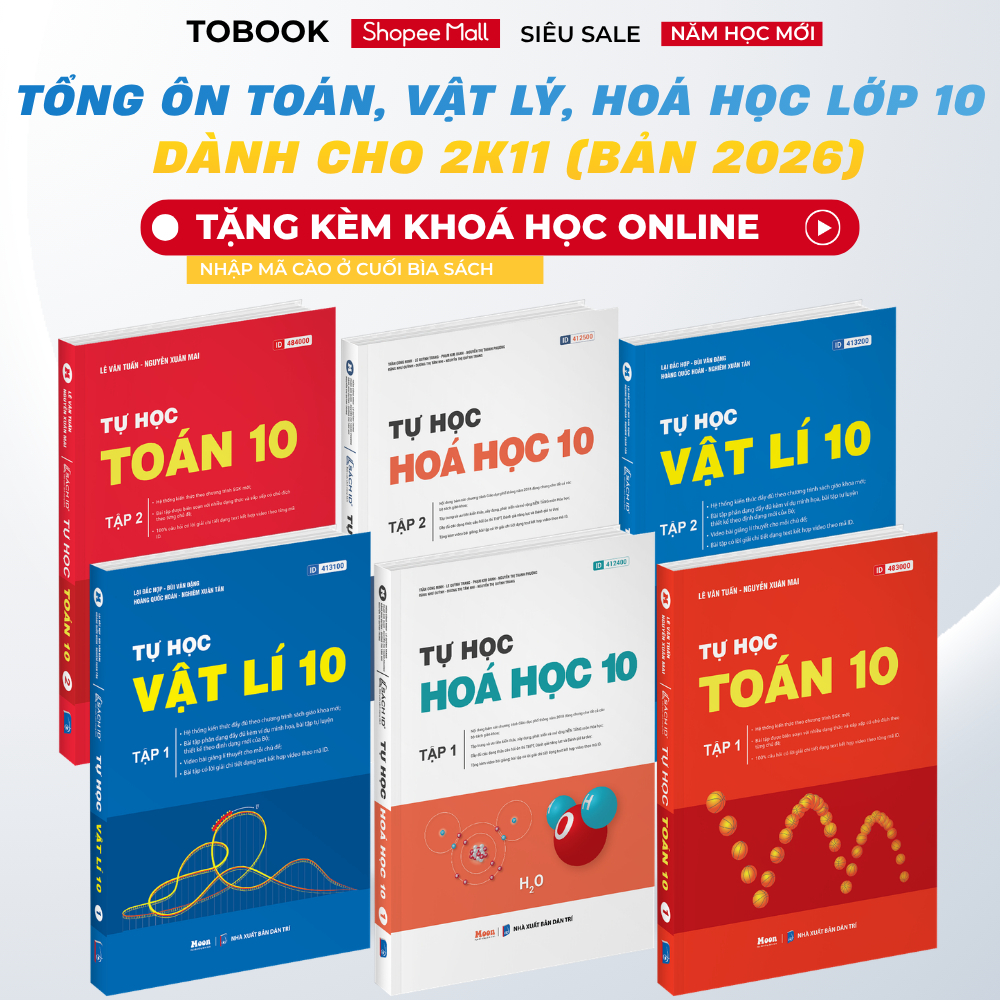 Sách - Tổng Ôn Toán Vật Lý Hoá Học Lớp 10 Moonbook Dành Cho Học Sinh Lớp 9 Lên Lớp 10