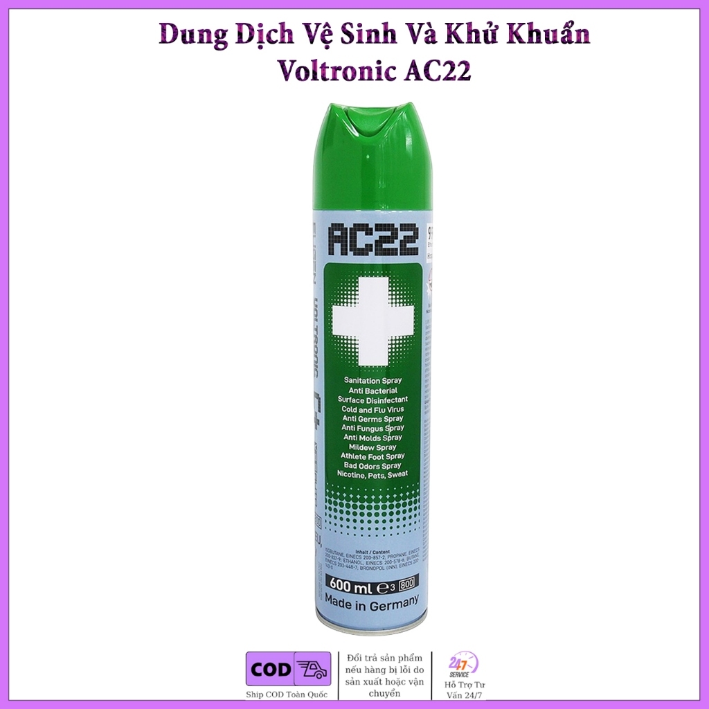 Dung Dịch Vệ Sinh và Khử Khuẩn Điều Hòa Voltronic AC22 Cleaner 600ml