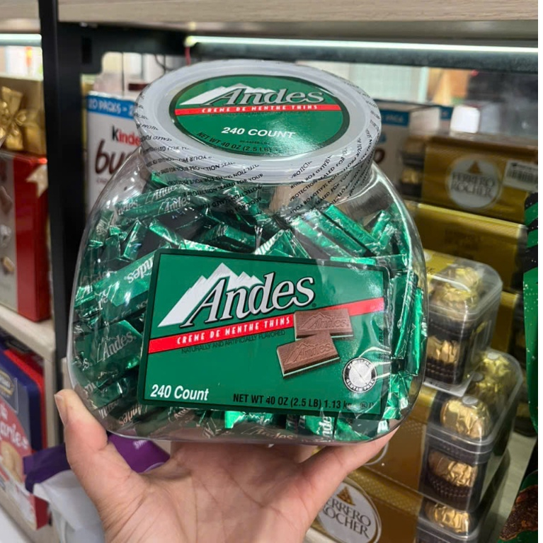 Socola bạc hà Andes Mỹ Chocolate Mint Andes bạc hà the mát [Hộp 240 thanh]