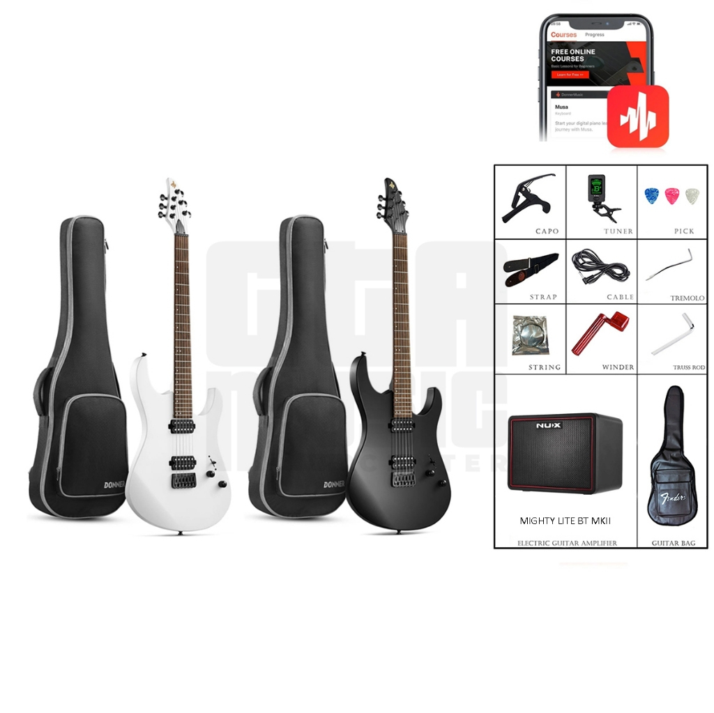 Combo Đàn Guitar Điện Donner DMT100 Metal Rock Humbucker Nux Mighty Lite BT MKII