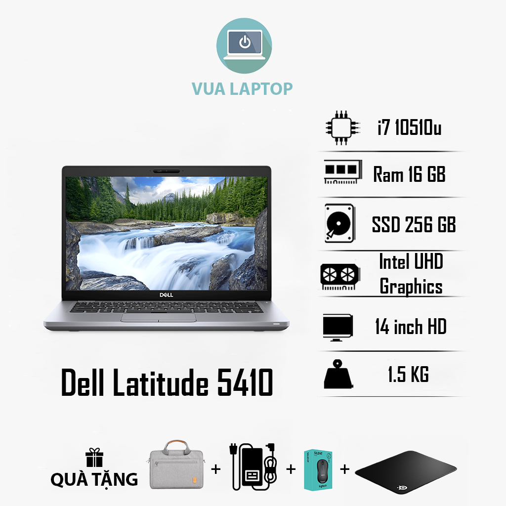 Laptop Dell Latitude 5410 Core i7 Gen 10 | RAM 16GB | SSD 256GB | Màn 14" FHD | Máy Văn Phòng Siêu B