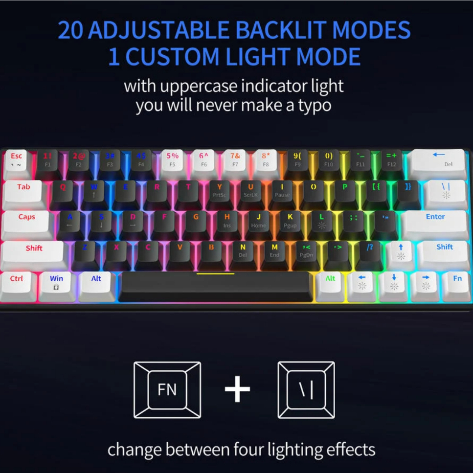 Zifriend KA646, Led RGB, Hỗ trợ hotswap, Red/Blue Switch, Kết nối Type-C(Bàn phím cơ gaming)