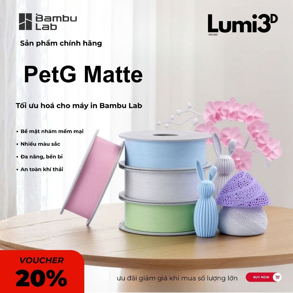 Bambu Lab PetG Matte Nhựa in 3D máy in Refill Filament [ cuộn refill không có lõi nhựa ] A1/A1 Mini/