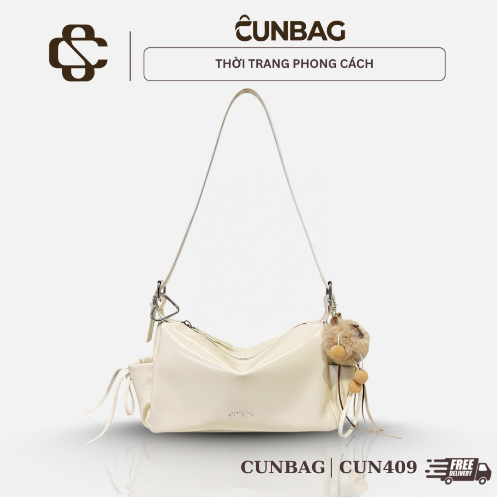 Túi xách nữ dáng thuyền phong cách hàn quốc kèm charm siêu xinh CUN409