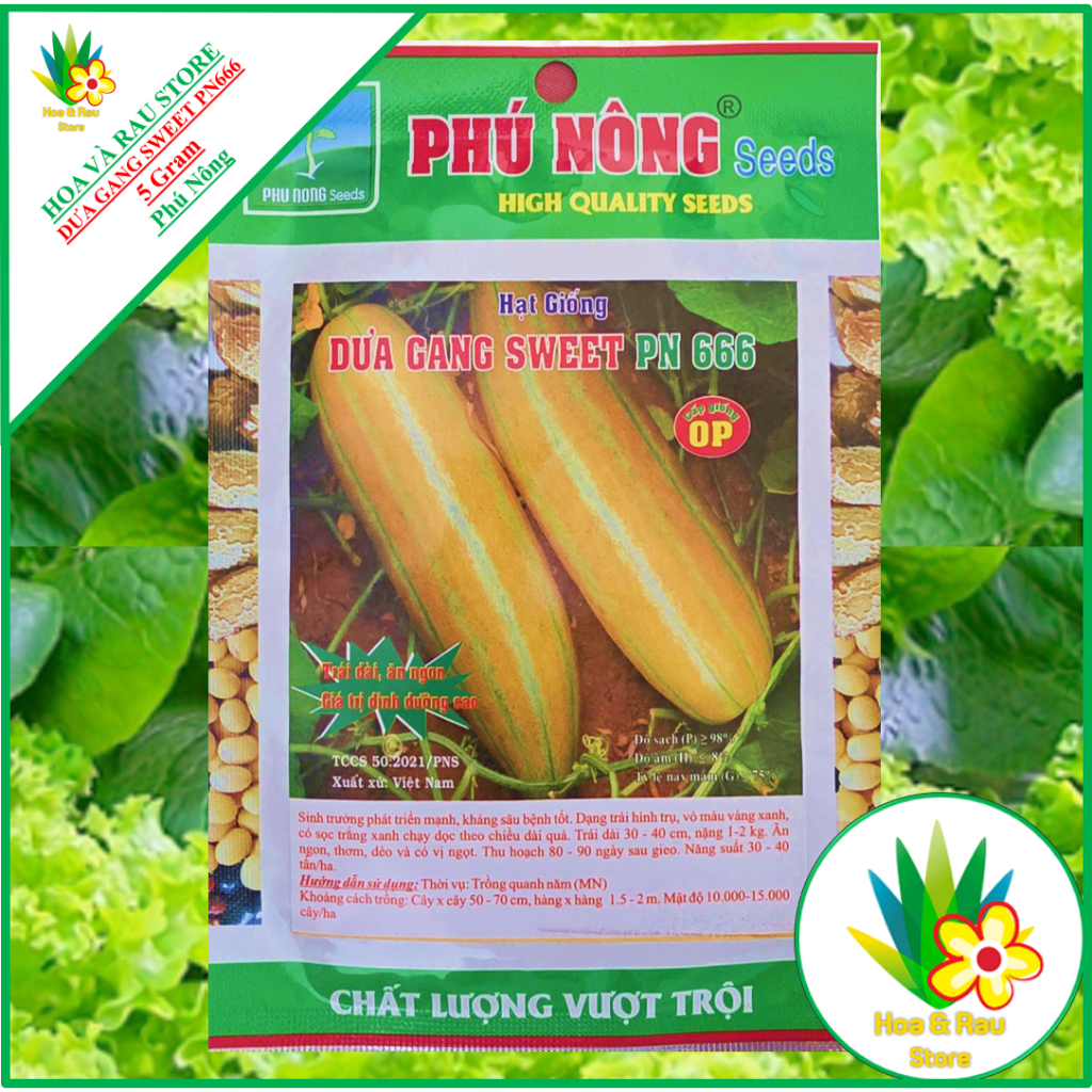 [Gói 5 gr] Hạt giống DƯA GANG CAO SẢN TRÁI DÀI - 5Gram - Phú Nông - Hoa và Rau Store - Dưa Nứt - Dưa