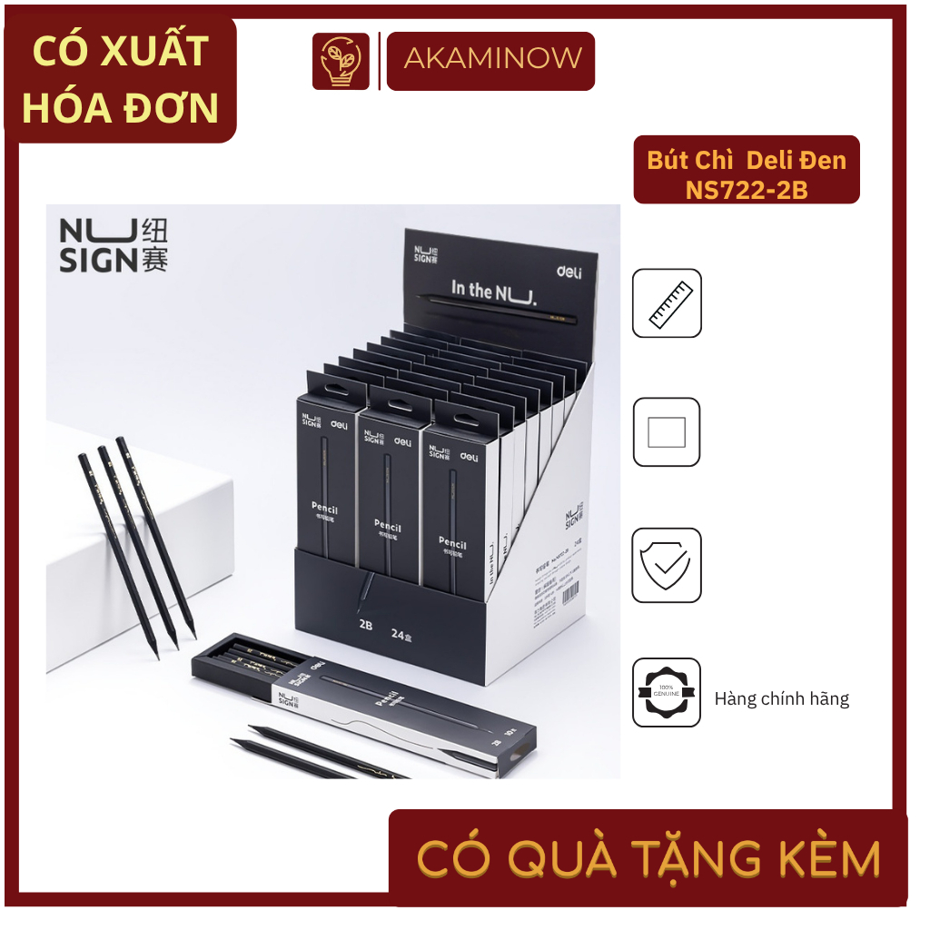 Bút Chì Cao Cấp Deli Đen NS722-2B Nét Thanh Nét Đậm chất liệu cao cấp