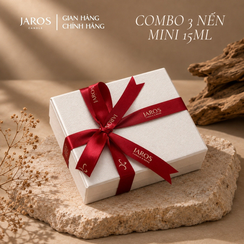 Set Quà Nến Thơm Trải Nghiệm 3 Hũ Mini JAROS Candle, Nến Thơm Lành Tính Gói Quà Trao Tặng