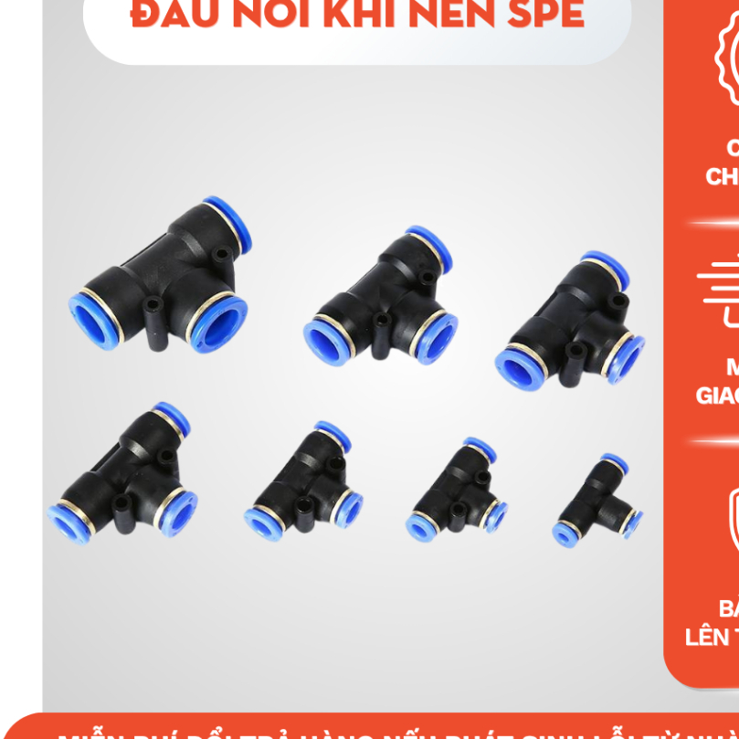Đầu Nối Khí Nén SNS SPE, Fitting Ghép Nối Dây Dẫn Khí Nén, Chất Liệu Nhựa