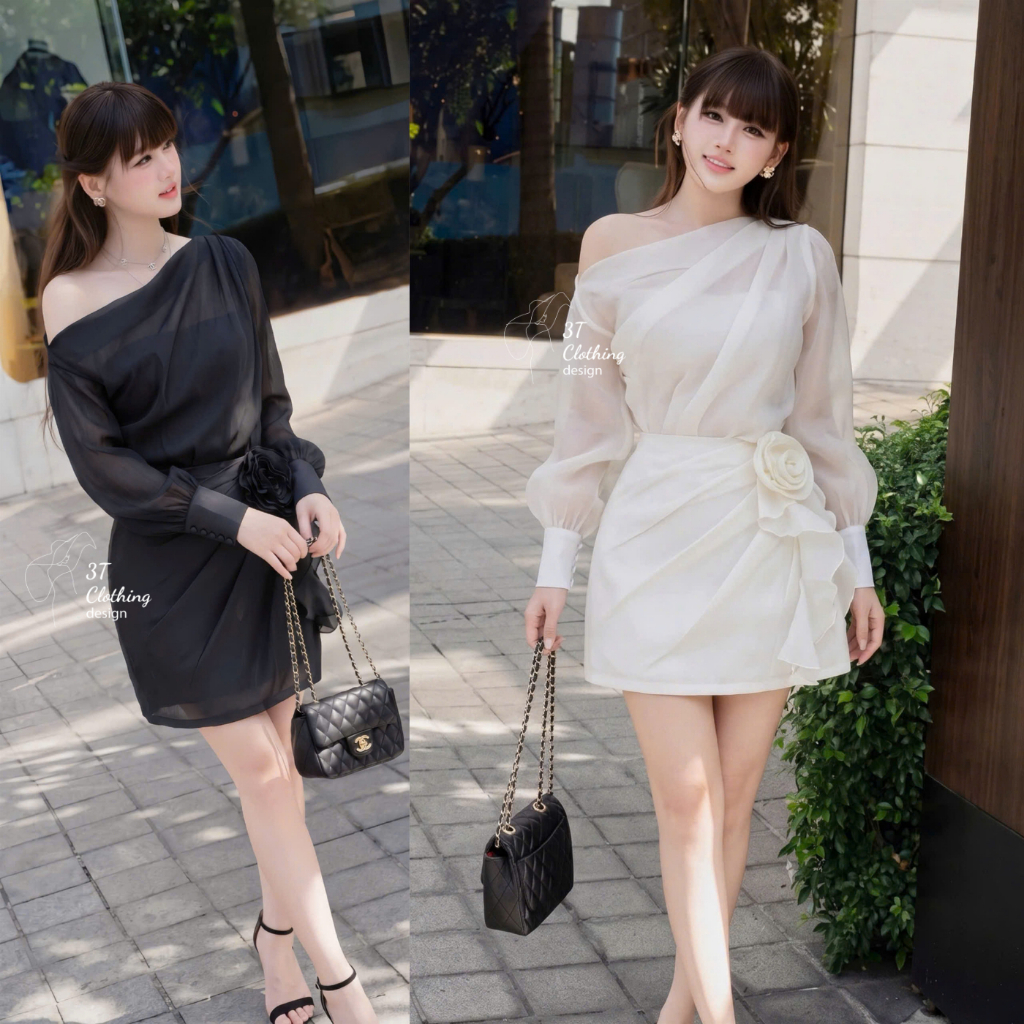 [3T CLOTHING]Set Váy Nữ 3 Món Tơ Ngọc Trai Phối Tafta Set Đầm Dự Tiệc Chân Váy Rời Chiết Eo Tôn Dáng