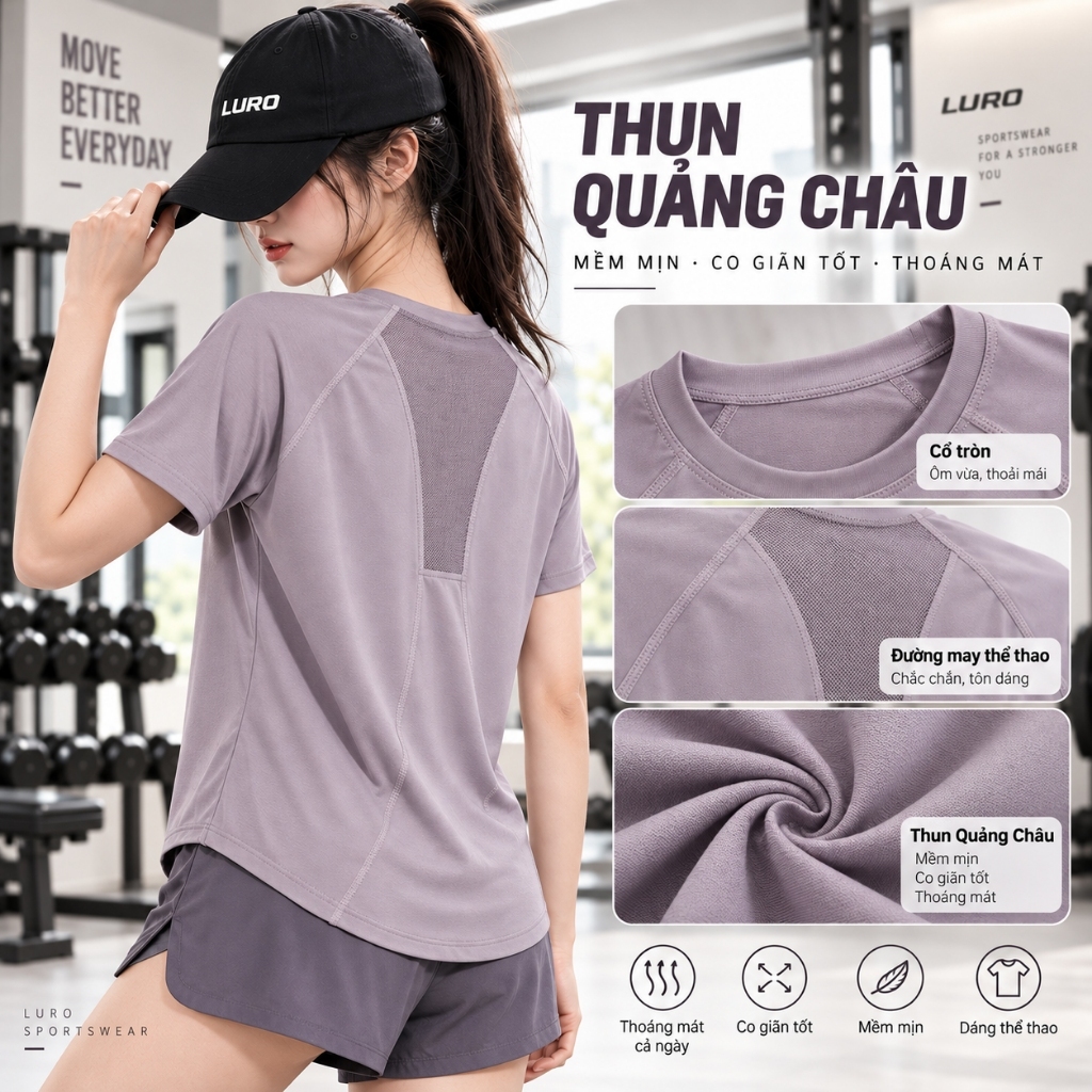 A18N — Áo thể thao nữ phom rộng phối lưới 2