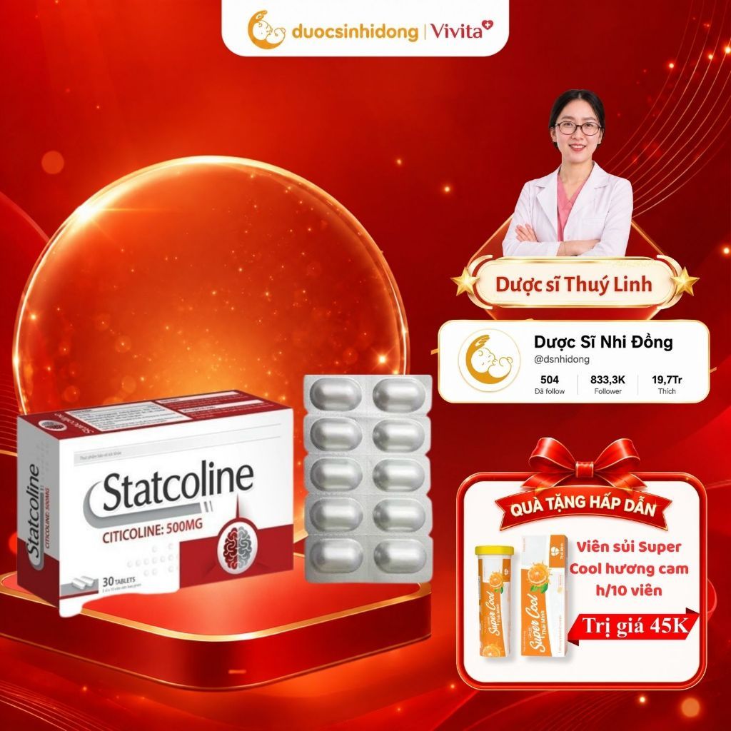 [CHÍNH HÃNG] Viên Uống Statcoline Citicoline 500mg Tăng Cường Trí Nhớ Tập Trung Giảm Thiểu Năng