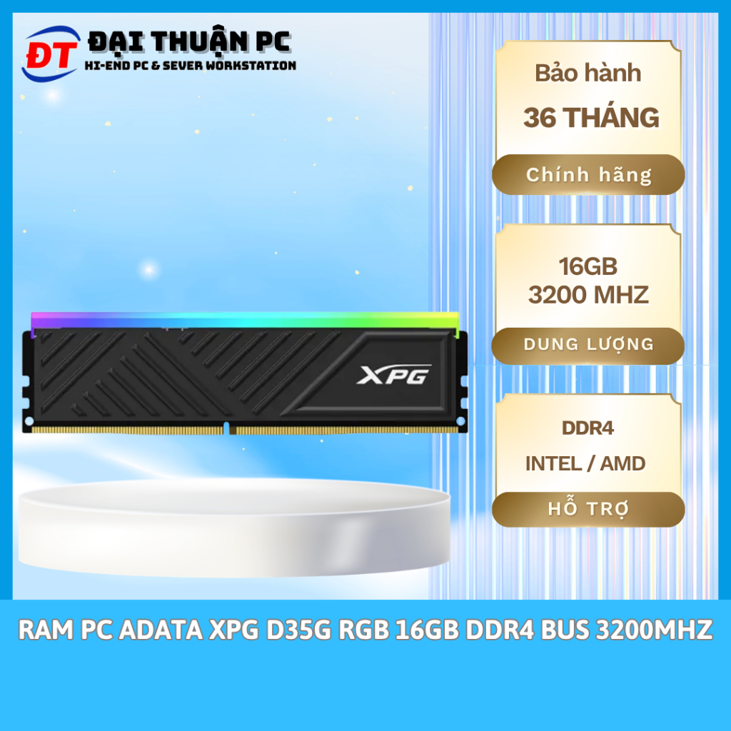 Ram Adata XPG D35G RGB Black 16GB | DDR4, 3200MHz, C16