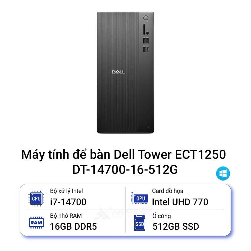 PC Dell Tower ECT1250 DT-14700-16-512G-2Y (i7 14700/16GB D5/512GB/WL+BT/K+M/180W/Win11)