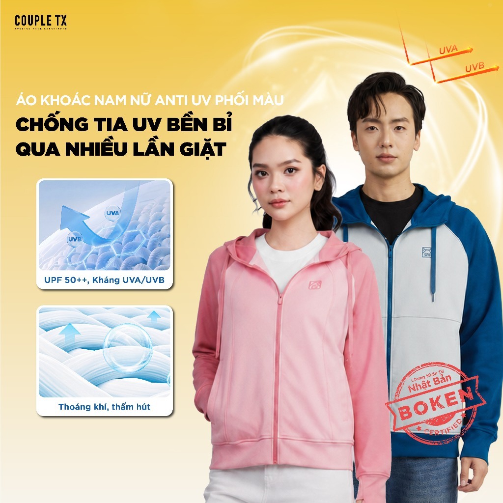 Áo Khoác Chống Nắng Nam Nữ Couple TX Anti UV Raglan Color Form Relax MOK 1070/WOK 2070