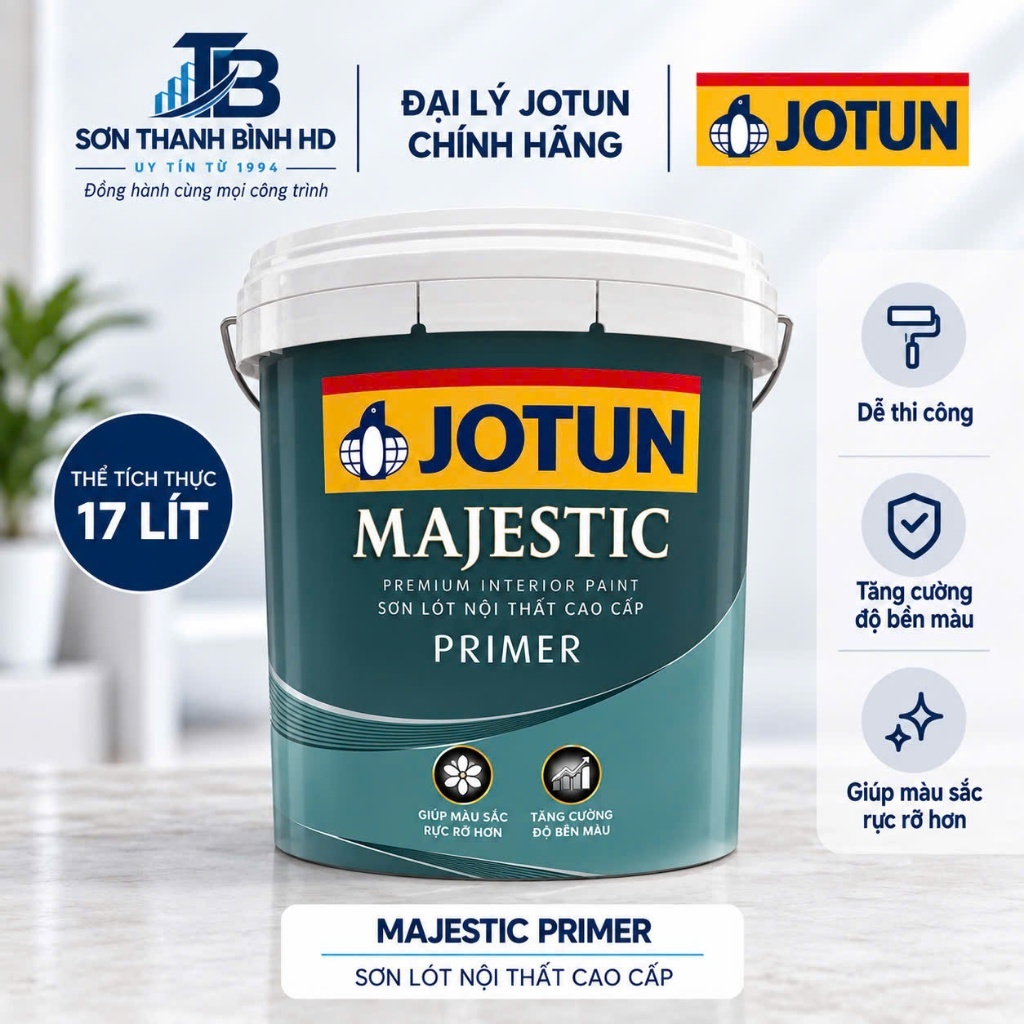 Sơn Lót JOTUN Majestic Primer 17L – Sơn Lót Nội Thất Cao Cấp Chống Kiềm – Chính Hãng