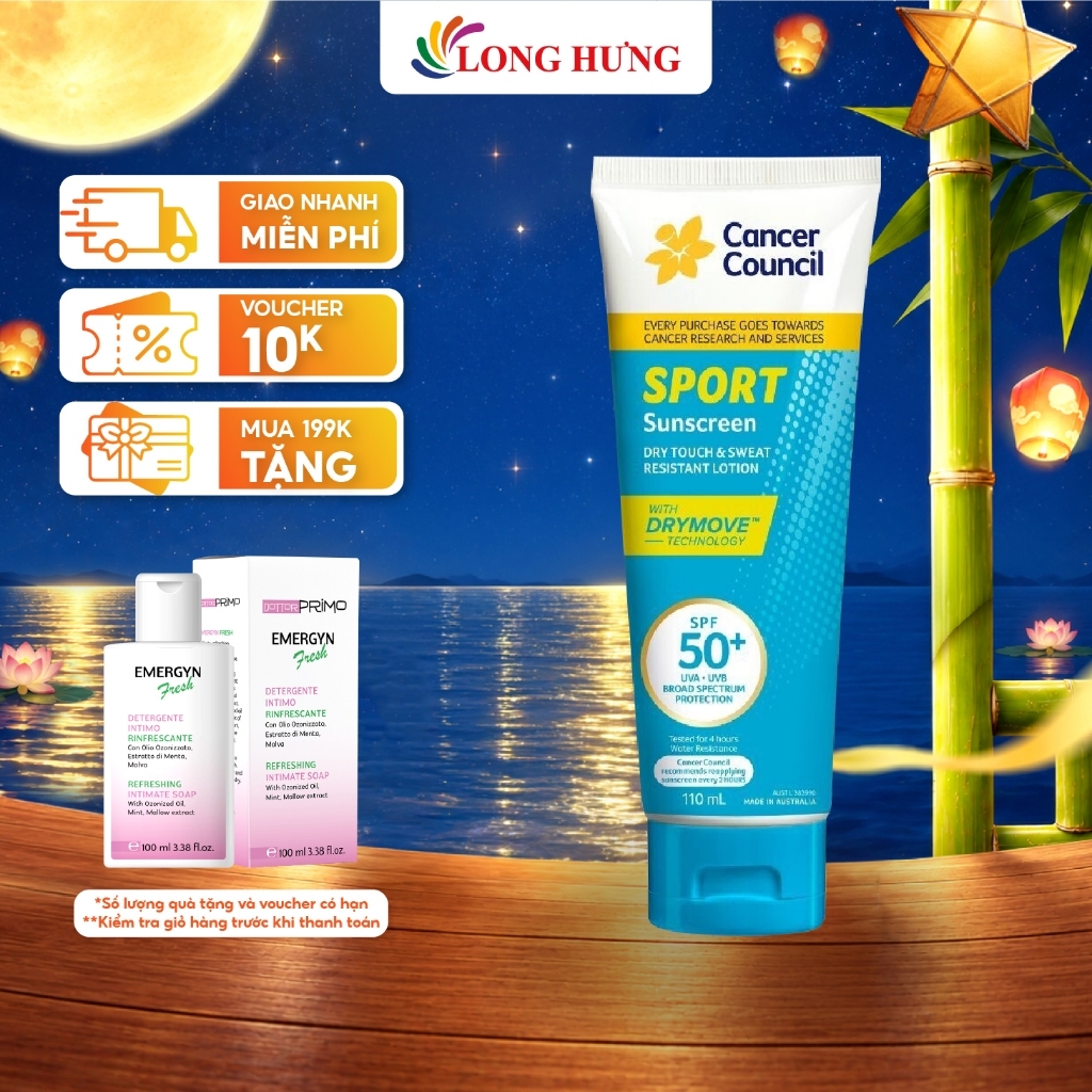 Kem chống nắng dành cho hoạt động thể thao Cancer Council Sport Sunscreen SPF50+ (35ml/110ml)