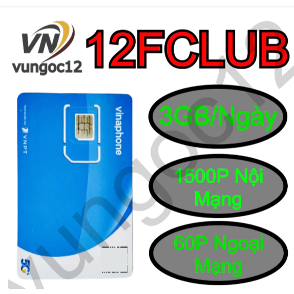 SIM VinaPhone FCLUB 12 Tháng | 3GB/Ngày + 1500 Phút Gọi Miễn Phí | Không Cần Nạp Tiền