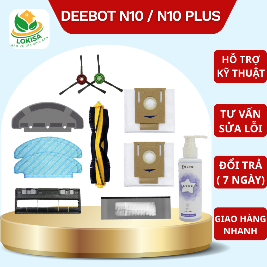 Phụ kiện robot hút bụi Debot N10 / N10 Plus - Chổi cạnh, khăn lau, túi rác thay thế cho robot hút bụ