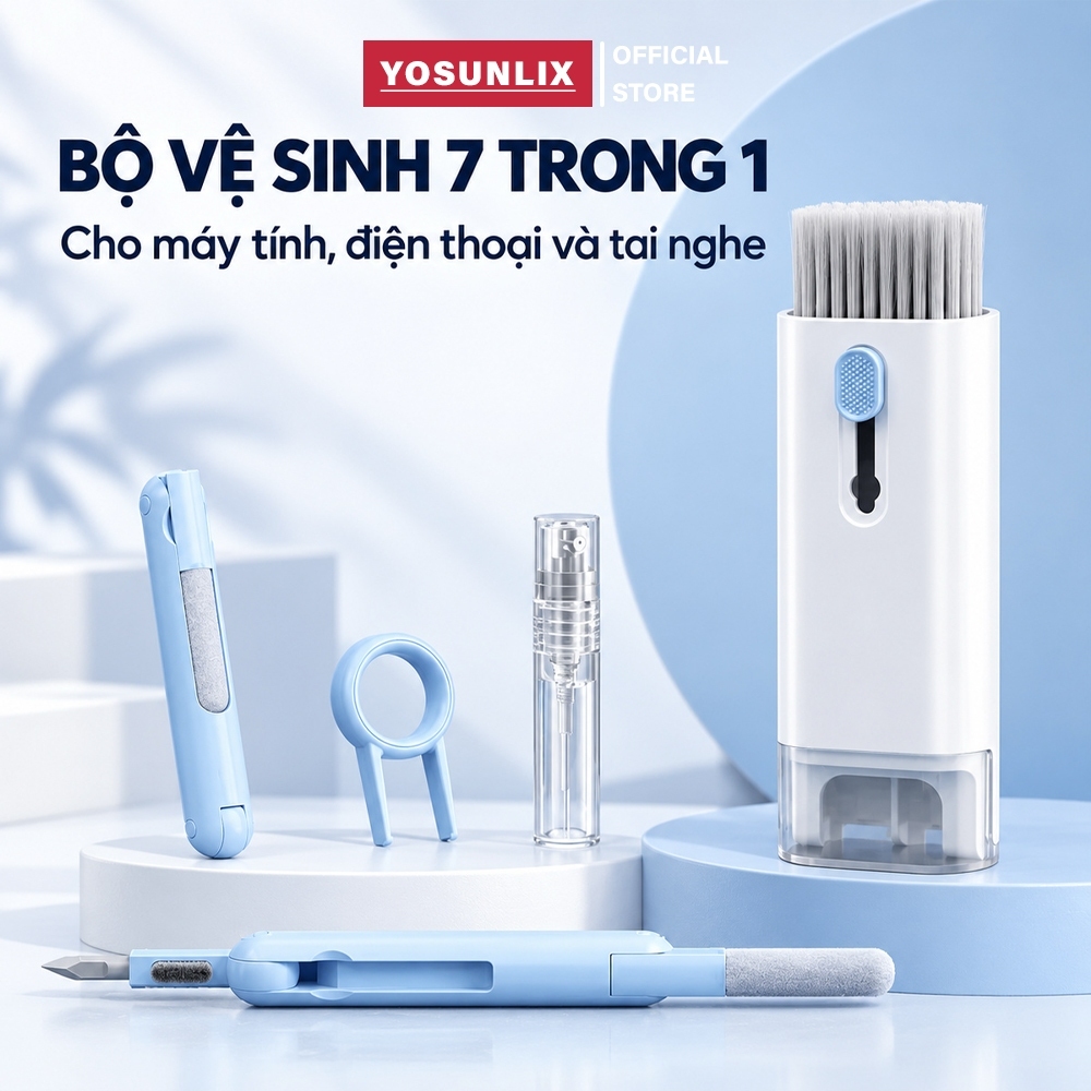 Bộ Dụng Cụ Vệ Sinh Máy Tính Laptop SMTech Bộ Vệ Sinh Bàn Phím Máy Tính Màn Hình Tai Nghe 7in1