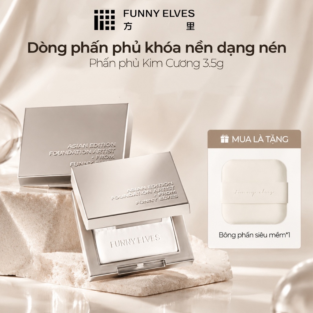 Funny Elves Phấn phủ nén Kim Cương – Kiềm Dầu Hiệu Quả, Chuẩn Da Đẹp Tự Nhiên Cho Thời Tiết Nóng Ẩm 