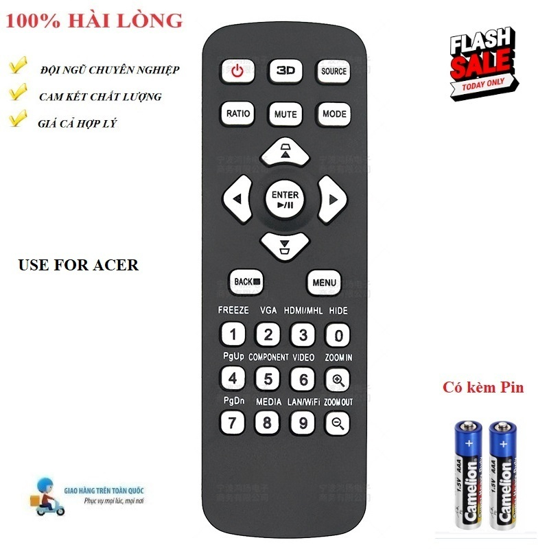 Remote Điều khiển thay thế tương thích cho máy chiếu Acer dùng cho Acer AS309 AS314 AS317 AS319 HÀNG mới+ TẶNG PIN