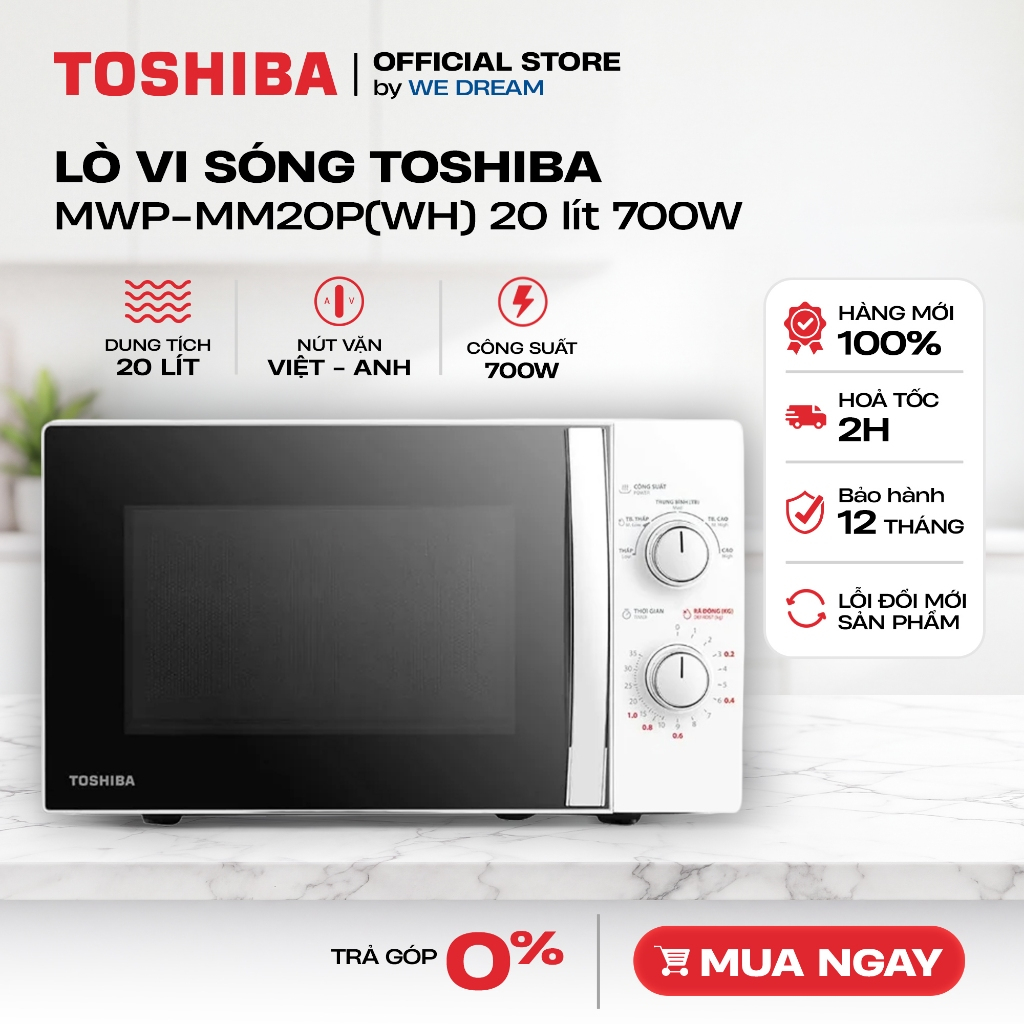 MWP-MM20P(WH) - Lò Vi Sóng Toshiba 700W MWP-MM20P(WH) - Hàng Chính Hãng, Hàng Mới