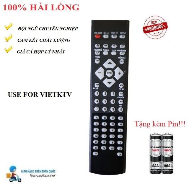 [HÀNG CHẤT LƯỢNG CAO] Điều khiển thay thế tương thích cho đầu THU VietkTV- Hàng tốt Tặng kèm Pin