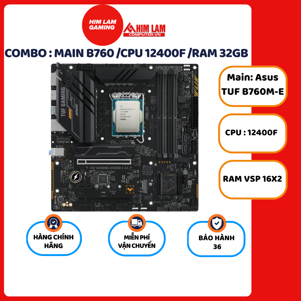 COMBO : Main b760 / CPU 12400F / Ram 32GB New