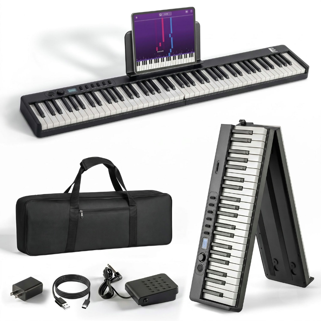 Đàn Piano điện gấp gọn, Digital Foldable Piano - Bora BX-20 PRO (BX20 PRO) - Màu đen, Bluetooth, 88 