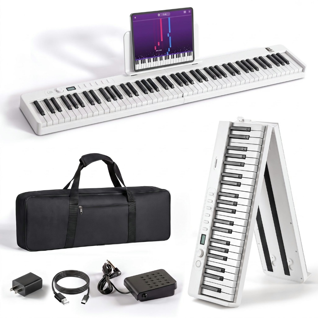 Đàn Piano điện gấp gọn, Digital Foldable Piano - Bora BX-20 PRO (BX20 PRO) - Màu trắng, Bluetooth, 8