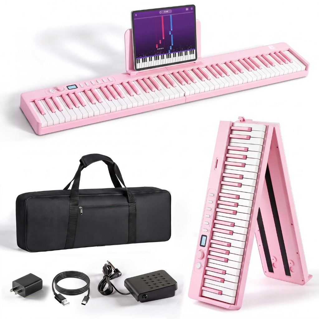 Đàn Piano điện gấp gọn, Digital Foldable Piano - Bora BX-20 PRO (BX20 PRO) - Màu hồng, Bluetooth, 88