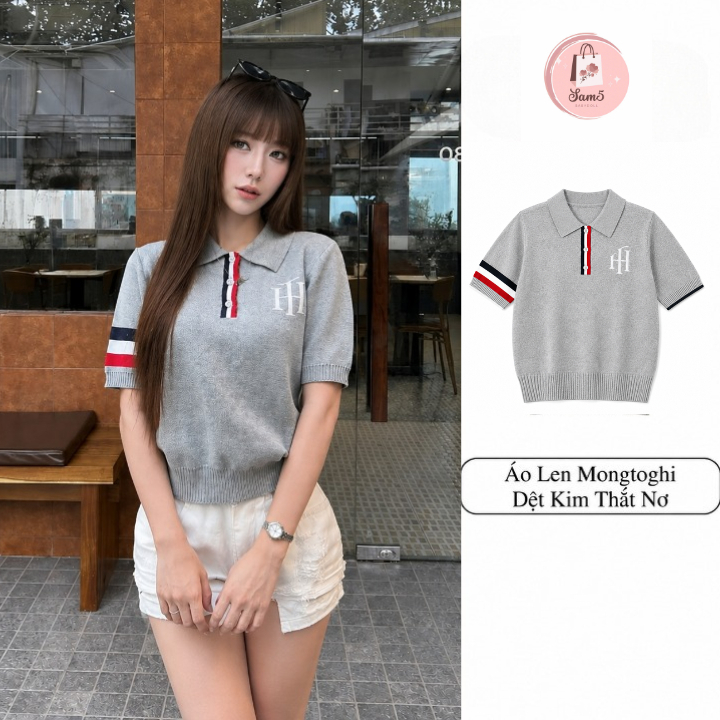 Áo Len Polo Ngắn Tay Chất Dệt Kim HT86 Phối Viền Tay Trẻ Trung, Thanh Lịch, Dễ Phối Đồ