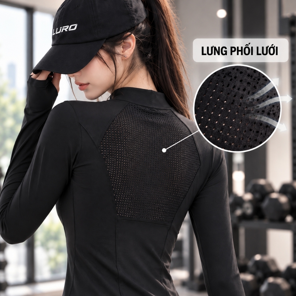 A14D — Áo thể thao nữ tay dài phối lưới 3