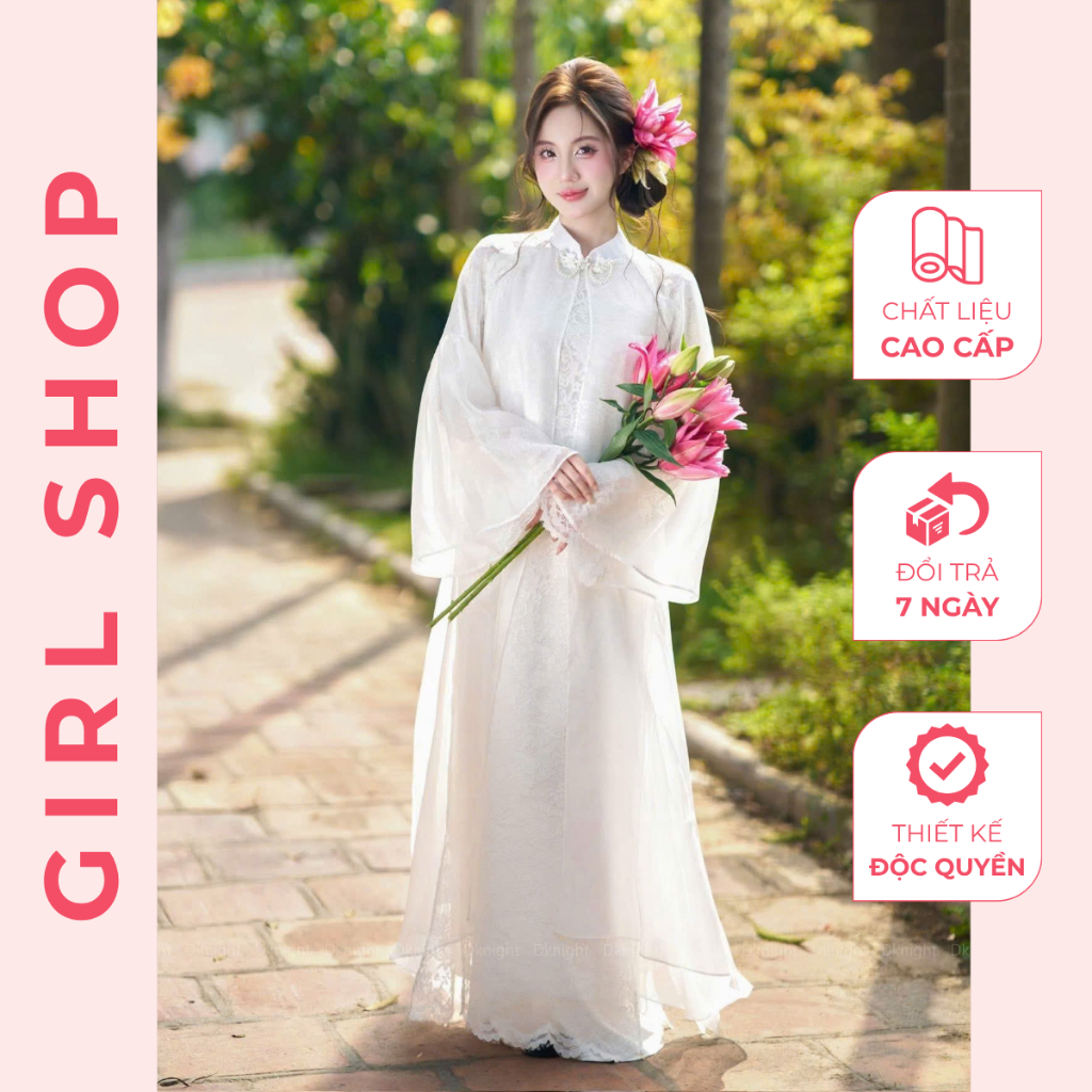 Áo Dài Thanh Dao Thiết Kế Cao Cấp Dáng Suông 6 Tà Cổ Cao Sang Trọng Thanh Lịch GIRLSHOP