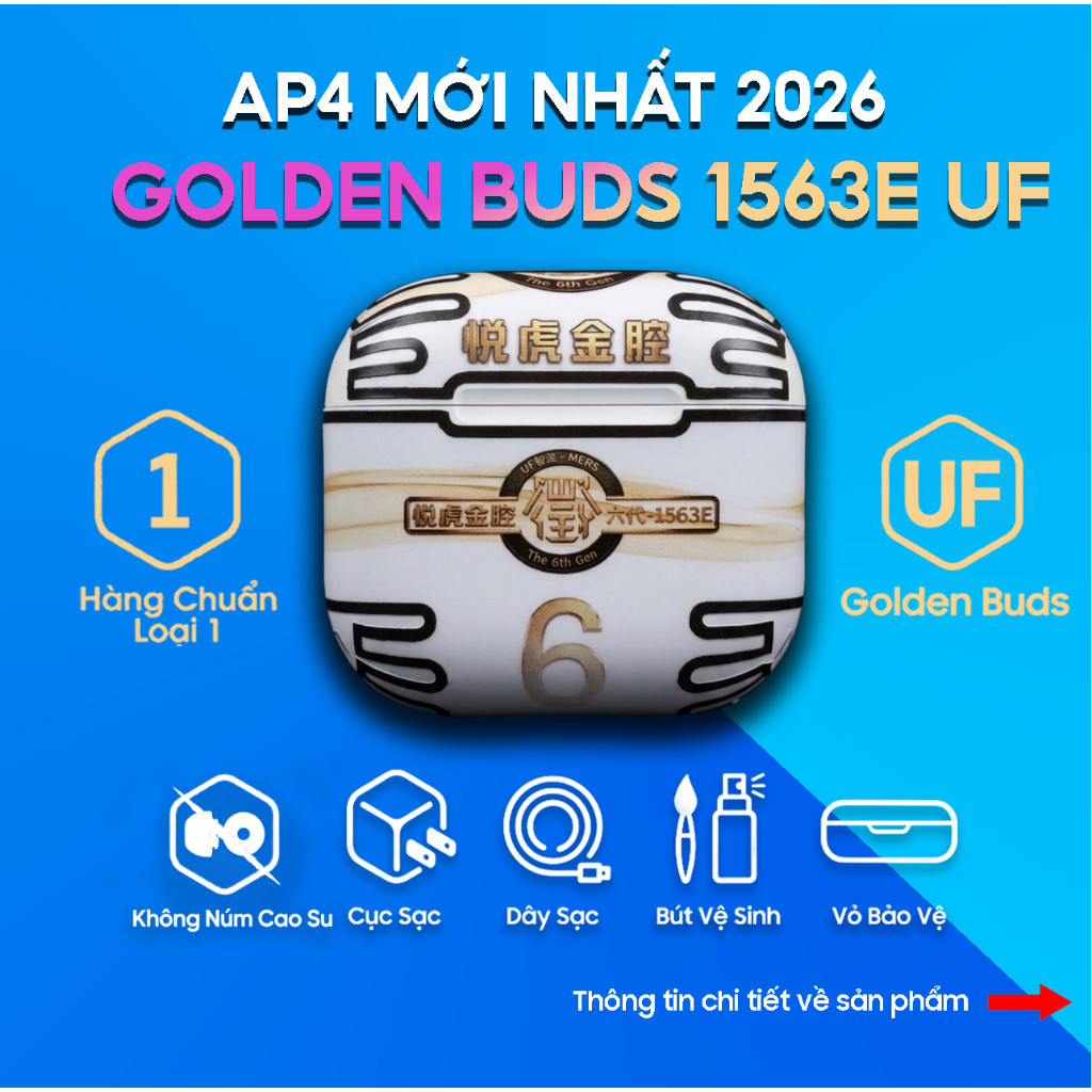Tai nghe Hổ AP4 1563E GOLDEN BUDS UF Mới Nhất 2026 Hàng Chuẩn Loại 1