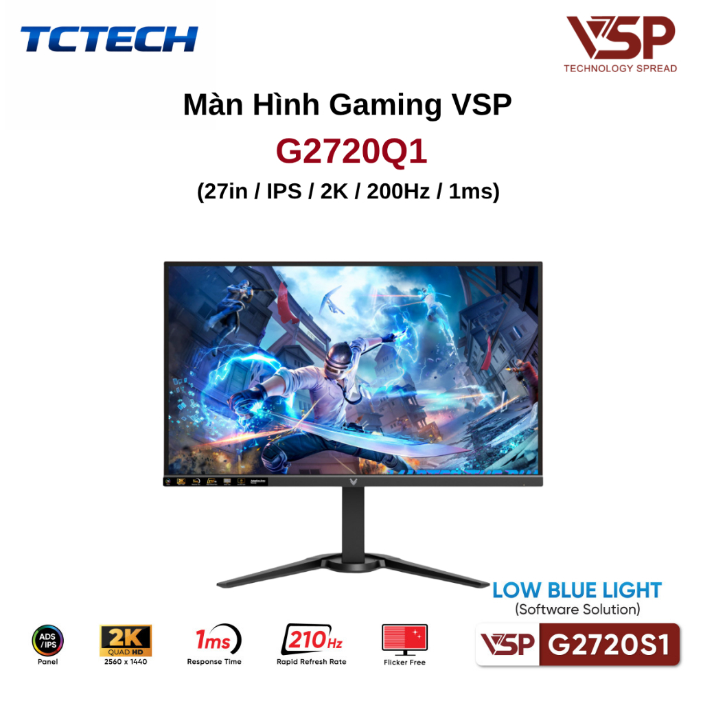 Màn Hình VSP G2720QS1  (27 inch / 2K / IPS / ELED / 1.07 tỷ màu / 210Hz / 1ms) Chính Hãng