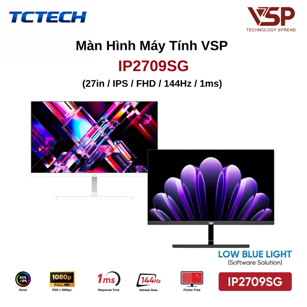 Màn Hình VSP IP2709SG (27inch / IPS / FHD / 144Hz / 1ms / FreeSync / Adaptive Sync / Black) C