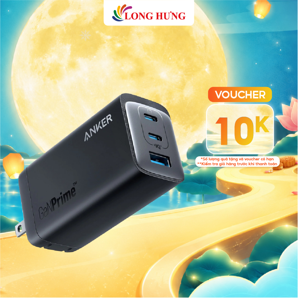 Cốc sạc Anker 737 GaNPrime Wall Charger 120W 2Type-C 1 USB 1 A2148 - Hàng chính hãng