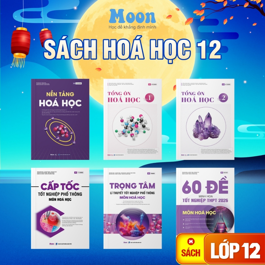 Sách Hoá 12 - sách ôn thi THPTQG 2027, luyện thi dgnl - dành Cho 2K9 - Moonbook