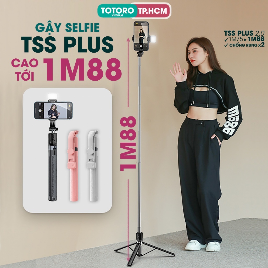 Gậy chụp ảnh 3 chân Tripod điện thoại TSS PLUS 1M88 Cây chụp hình Selfie tự sướng cầm tay - Quay phim video - Livestream