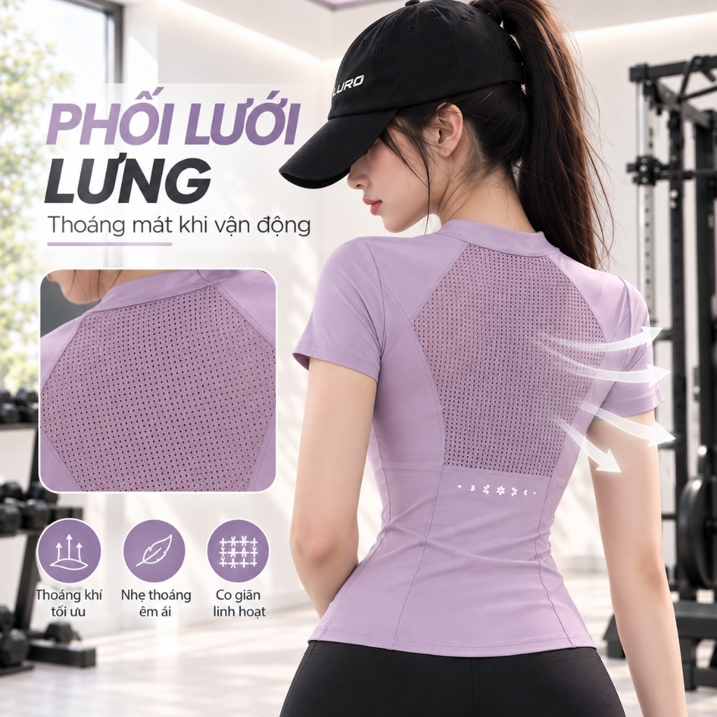 A6 — Áo thun thể thao nữ phối lưới 2