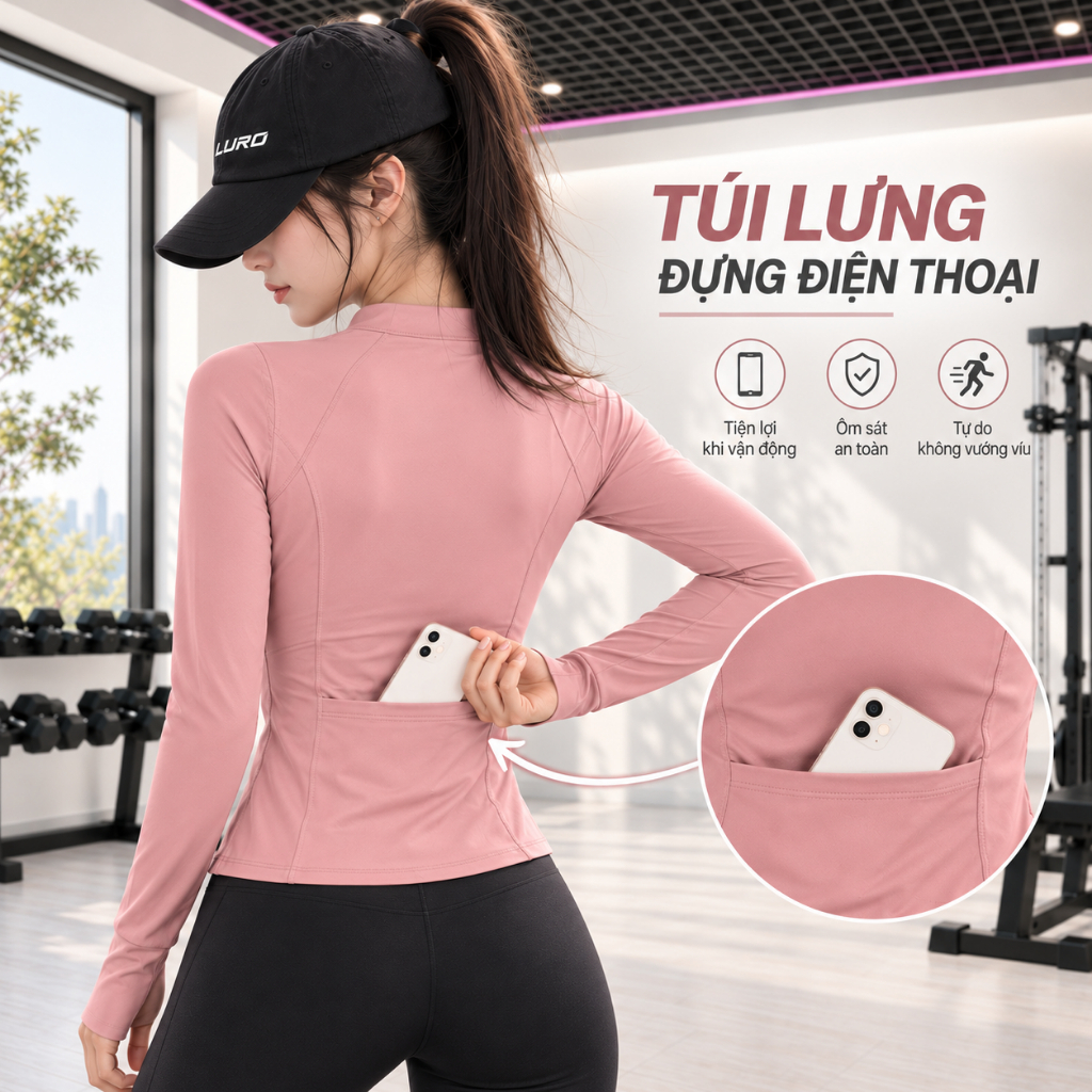 A5D — Áo thể thao nữ tay dài khóa kéo 2