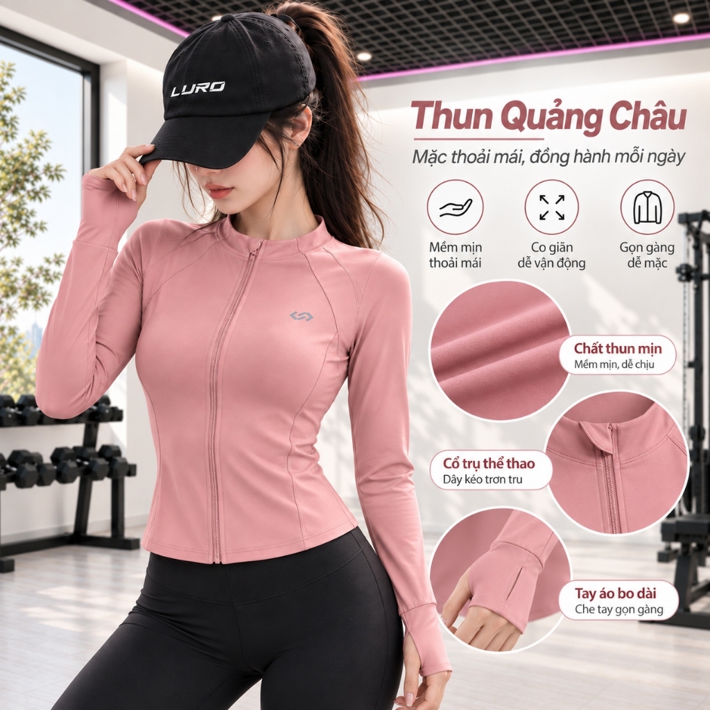 A5D — Áo thể thao nữ tay dài khóa kéo 4