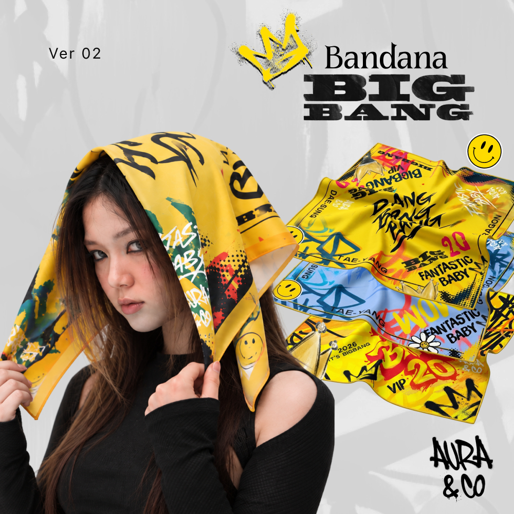 Khăn BIGBANG Concert Bandana 70x70cm | Khăn Lụa Satin BIGBANG | Khăn GD Ver 2