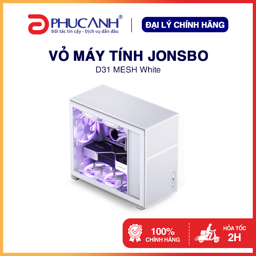 Vỏ máy tính JONSBO D31 MESH White M-ATX, Trắng - Hàng Chính Hãng, BH 24 Tháng