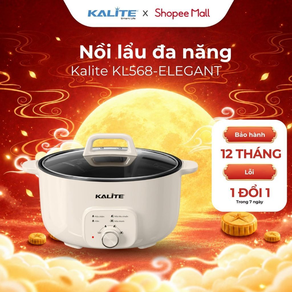 Nồi Lẩu Đa Năng KALITE KL568 Elegant Dung Tích 6L - Công Suất 2000W - Điều Khiển 3 Mức Nhiệt Linh Ho