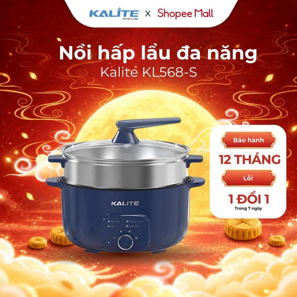 Nồi Lẩu Hấp Đa Năng KALITE KL568-S Công Suất 2000W Dung Tích 11L - Tự Động Ngắt Điên Khi Quá Nhiệt