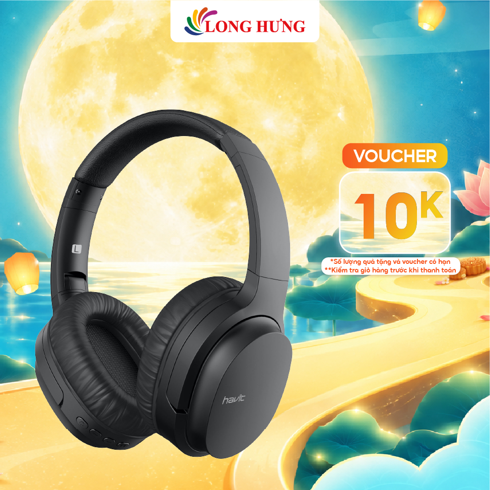 Tai nghe chụp tai Bluetooth Havit i62 - Đen, Be, Hồng, Trắng - Dung lượng pin 8 giờ