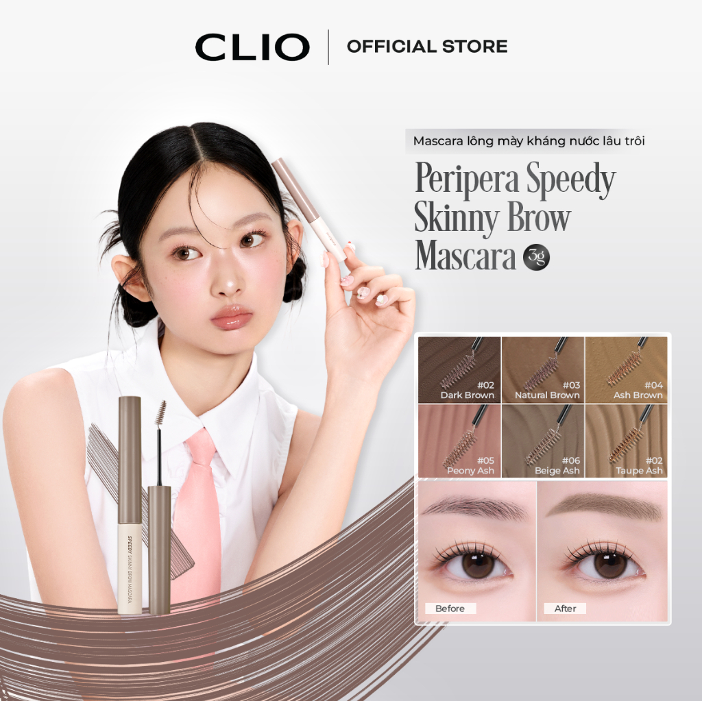 Mascara Lông Mày Peripera Speedy Skinny Browcara Kháng Nước Lâu Trôi 3g